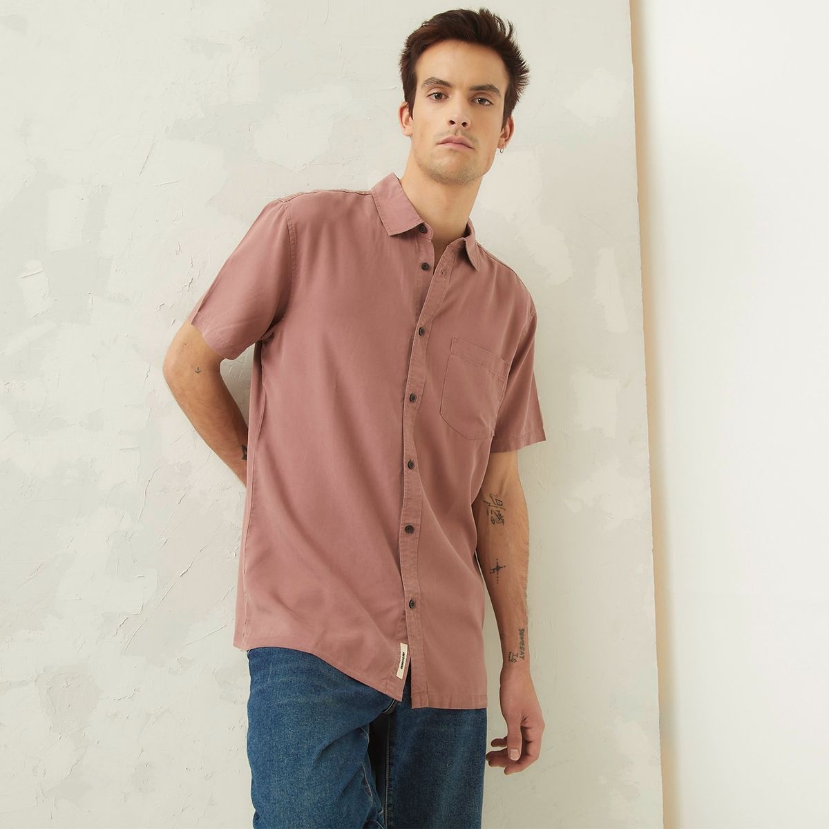 DENIMLAB - Camisa Denimlab Lisa Manga Corta