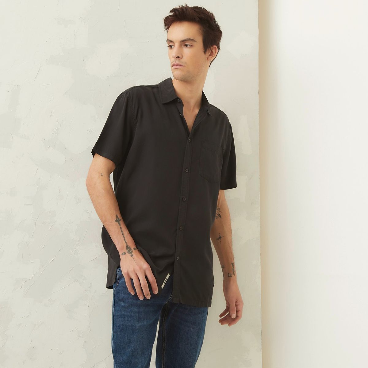 DENIMLAB - Camisa Denimlab Lisa Manga Corta