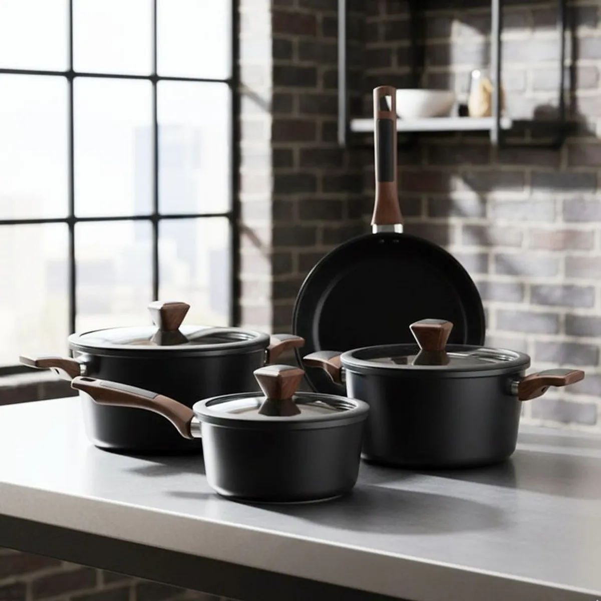 WURDEN - Juego De Ollas 7 Piezas Cerámica Blackwood