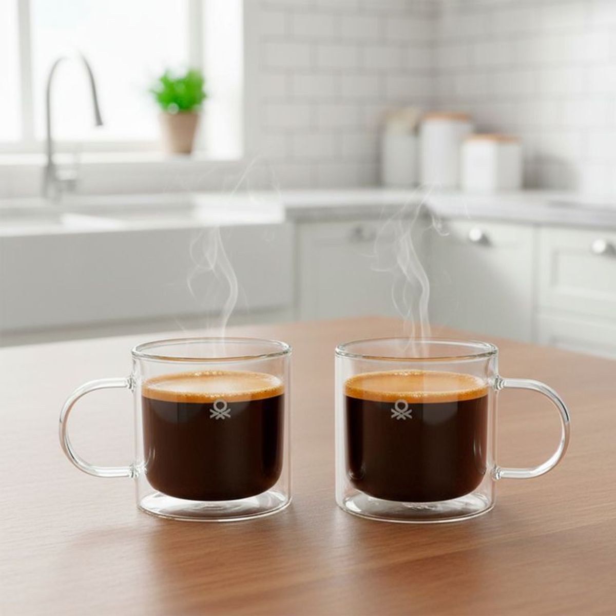 BENETTON - Set X2 Tazas Doble Vidrio Transparente