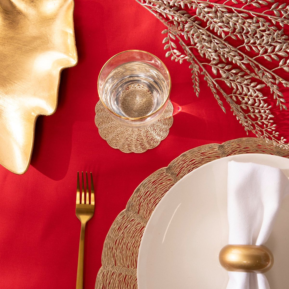 ROBERTA ALLEN - Set x4 Posavasos Olas Dorado