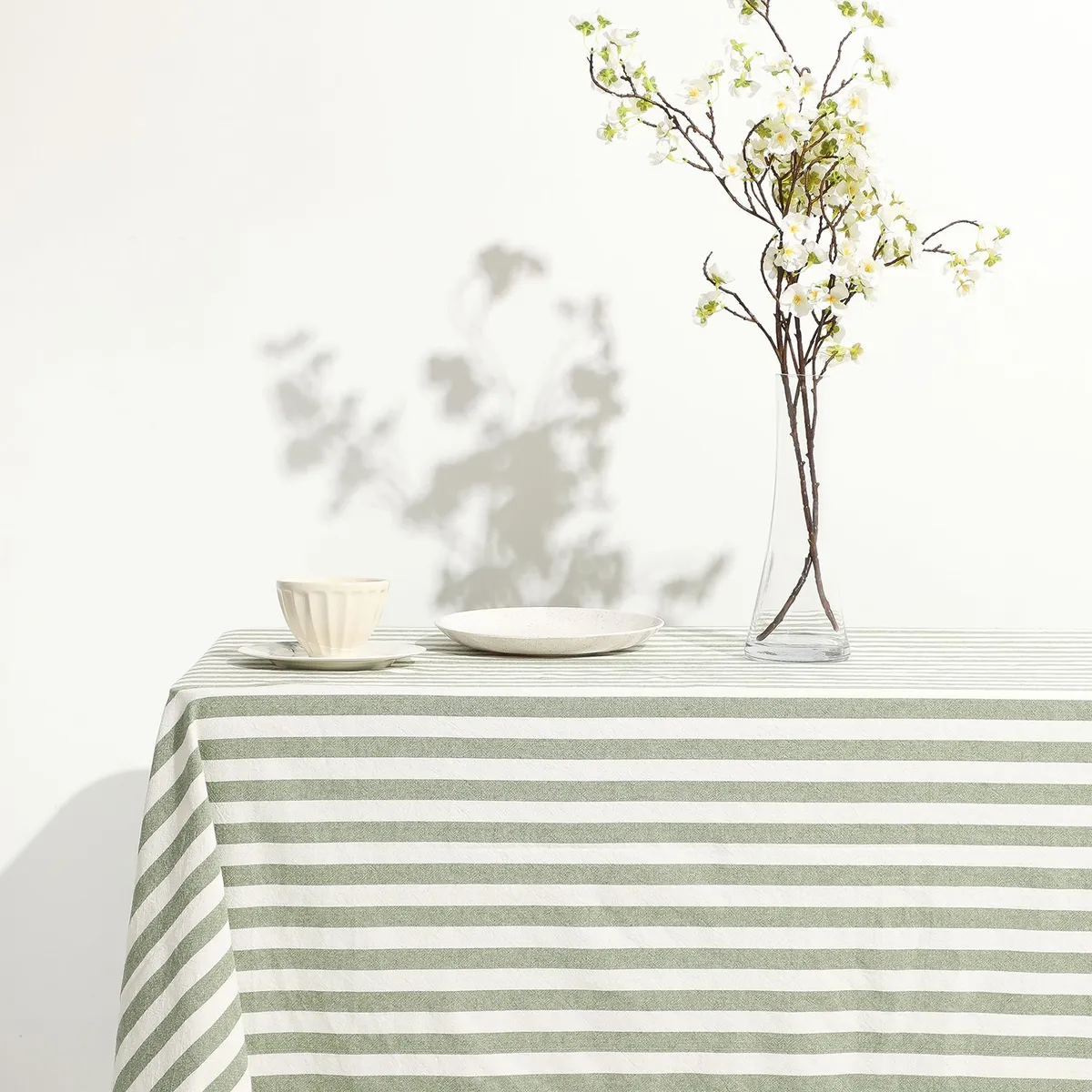 BASEMENT HOME - Mantel Cotton Líneas Verde 150x210cm