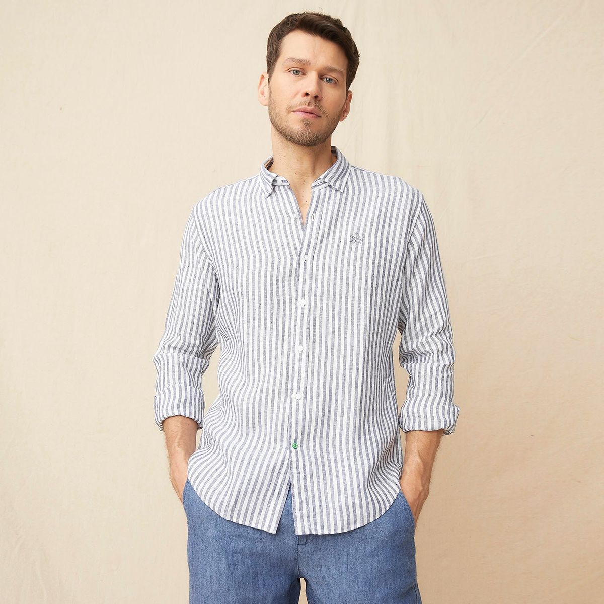 LA MARTINA - Camisa Manga Larga 100% Lino Hombre La Martina