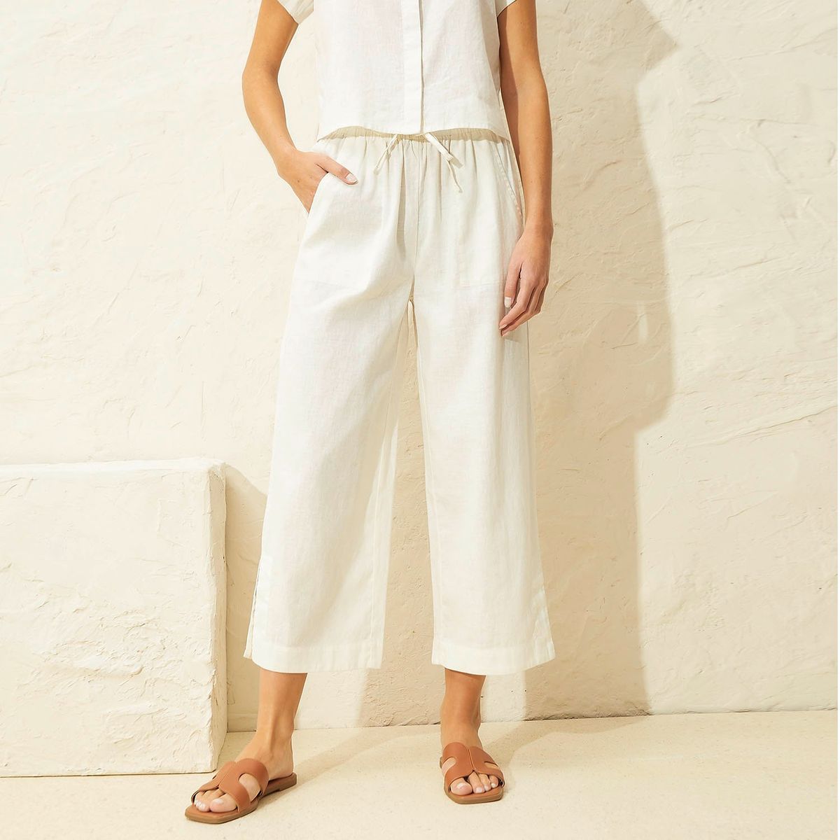 BASEMENT - Pantalón 100% Lino Mujer Basement