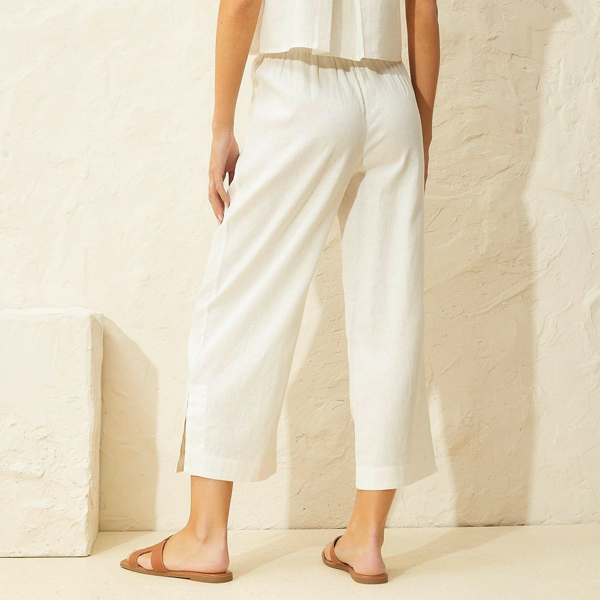 BASEMENT - Pantalón 100% Lino Mujer Basement