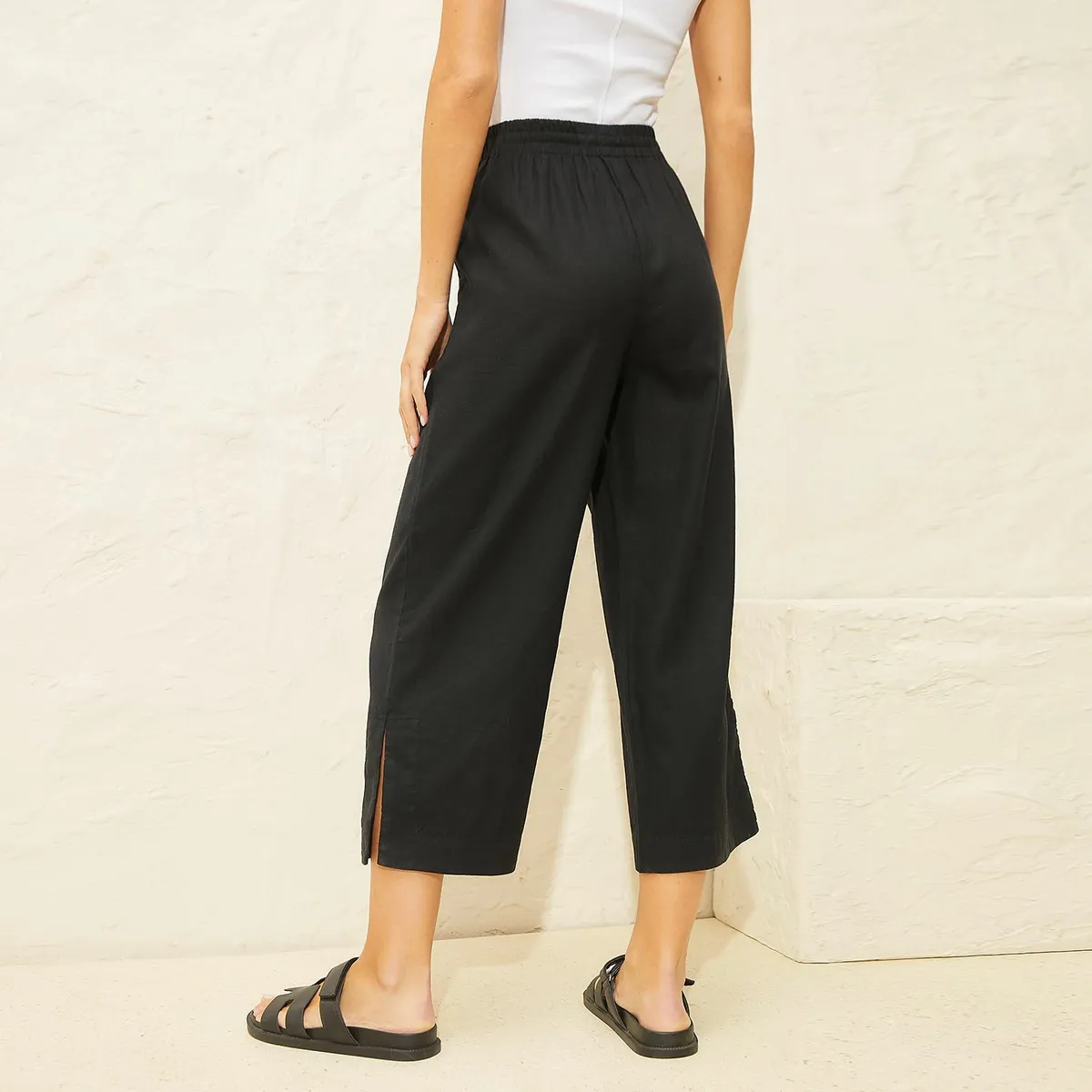 BASEMENT - Pantalón 100% Lino Mujer Basement