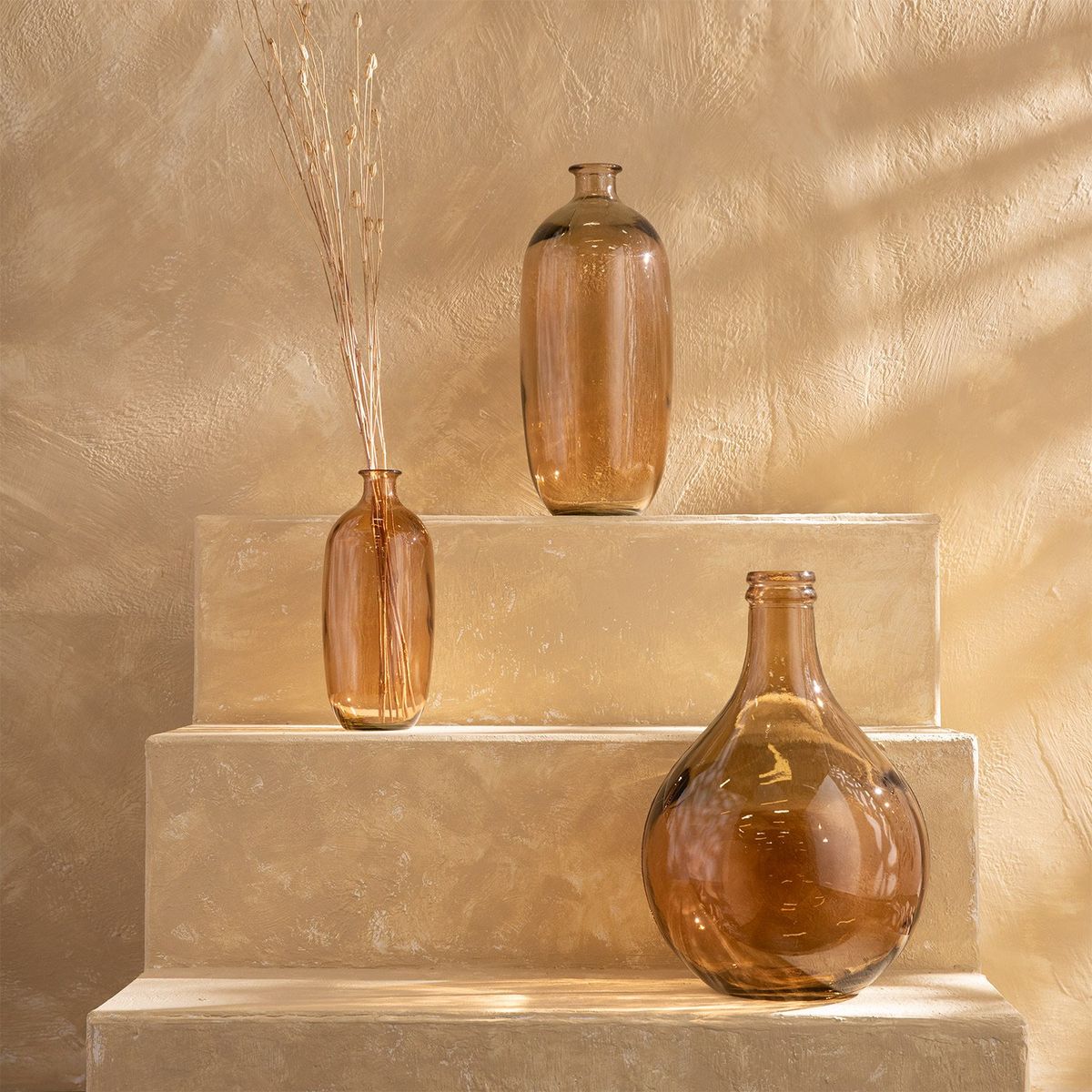 CASA CANTABRIA - Florero Jarrón Vidrio Marrón 9x45cm