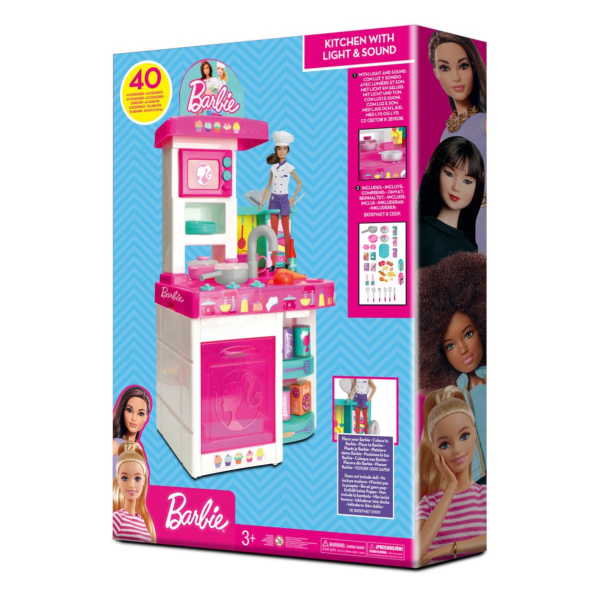 BARBIE - Cocina Barbie Con Luces Sonido Y 40 Accesorios