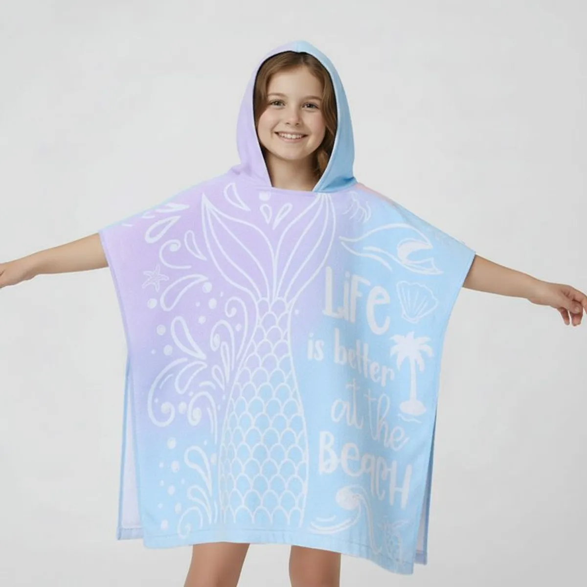 MICA KIDS - Toalla de Playa Poncho Infantil 100% Algodón Mica Kids