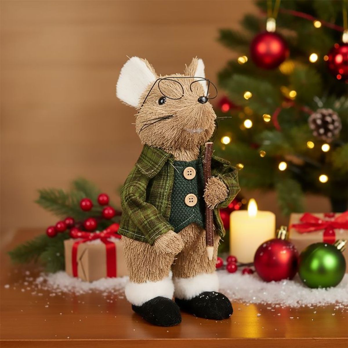 MICA - Peluche navidad ratón con lentes