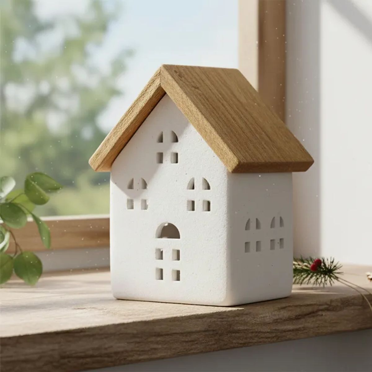 MICA - Casa madera adorno navidad 12.5cm