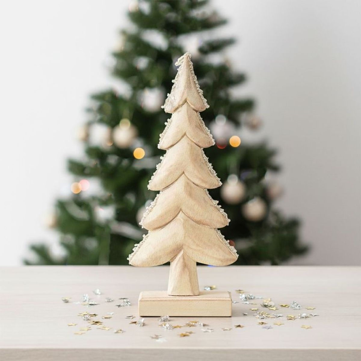 MICA - Adorno árbol Madera estrellas 15cm