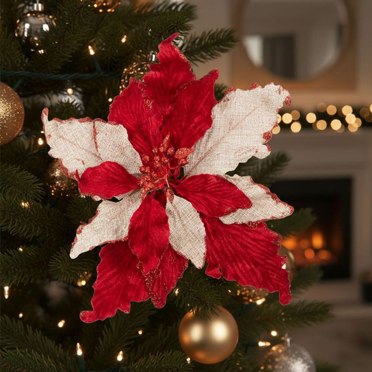 MICA - Poinsettia navideña roja 27cm