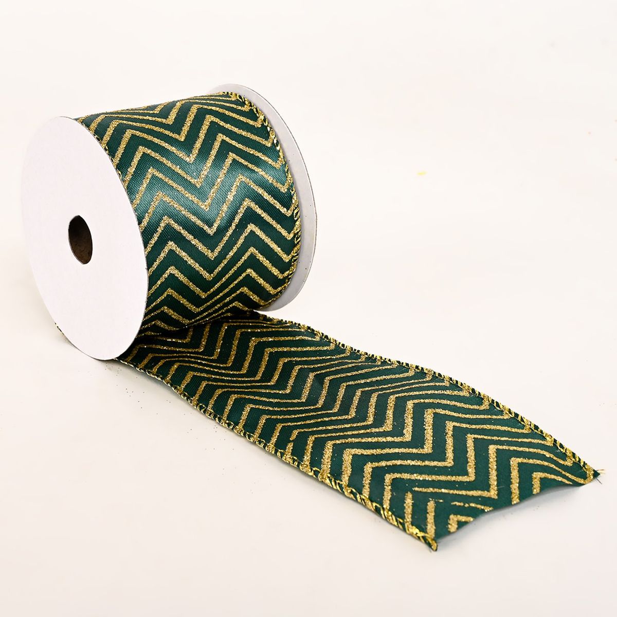 MICA - Cinta navideña verde con dorado