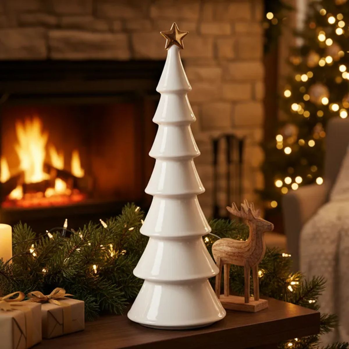 MICA - Adorno navidad pino ceramica 27.8cm