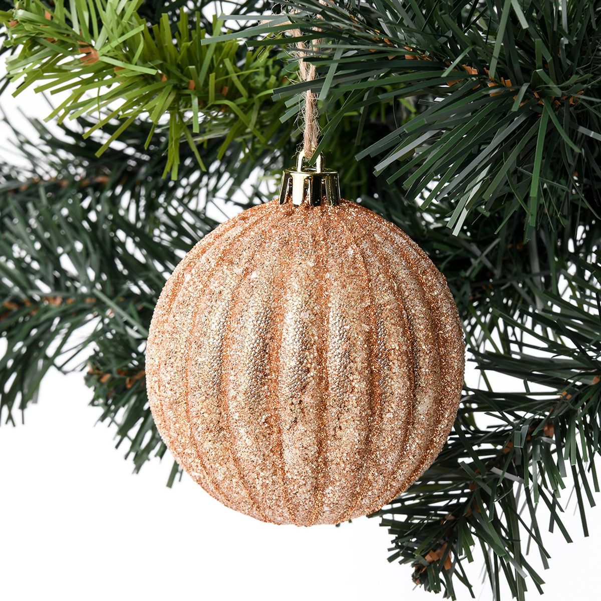 MICA - Bola Árbol navidad glitter dorada 8cm