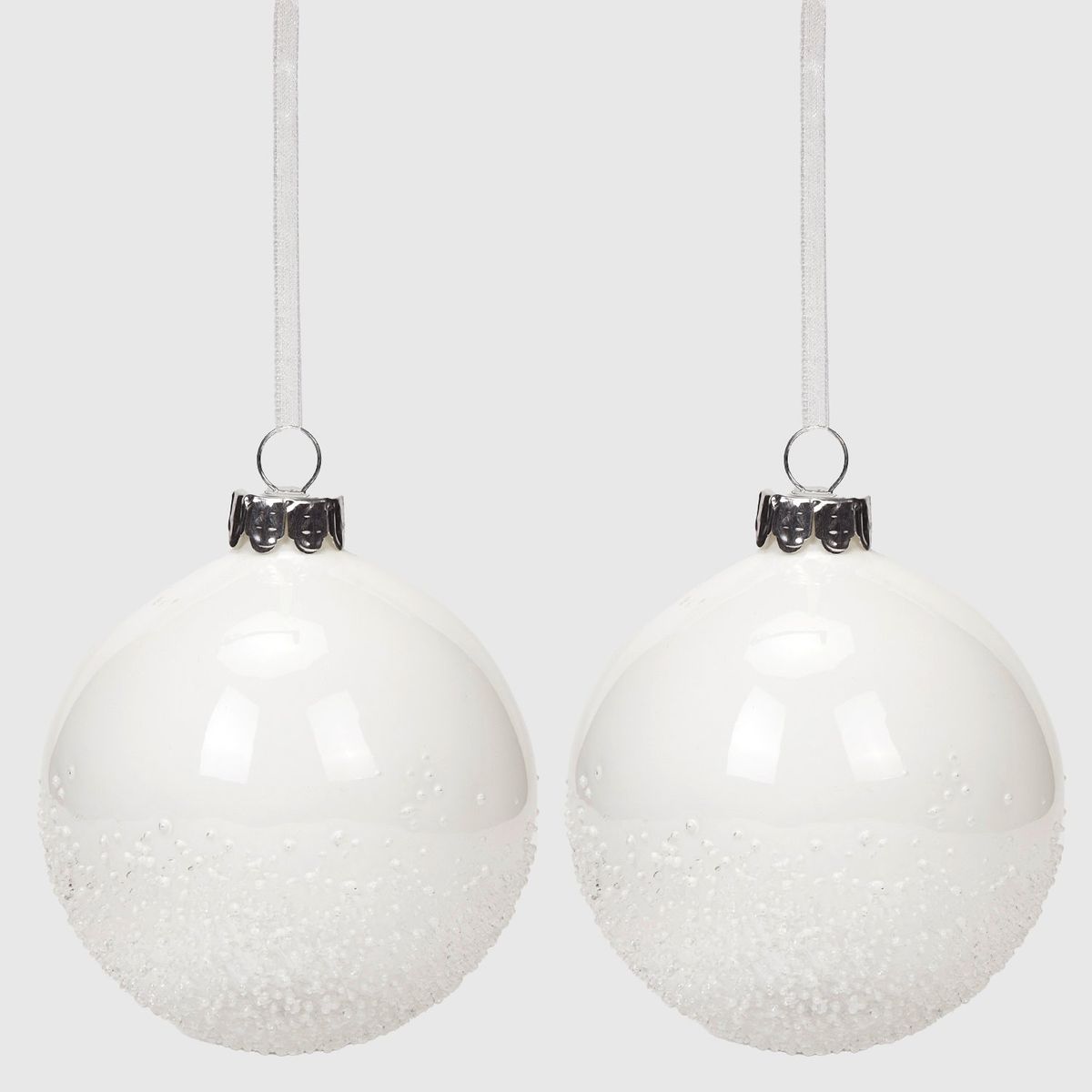 MICA - Set2 bolas blancas adorno de arbol 8cm