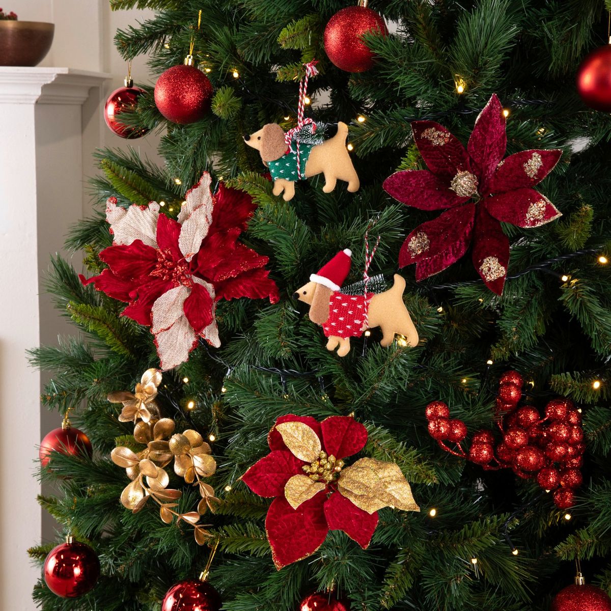 MICA - Rama navideña dorada 74cm