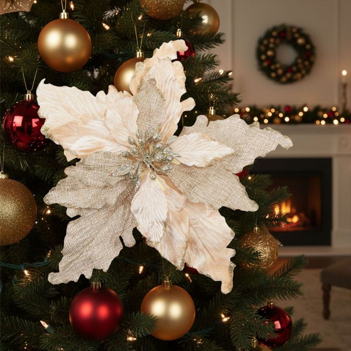 MICA - Poinsettia navideña dorada 27cm