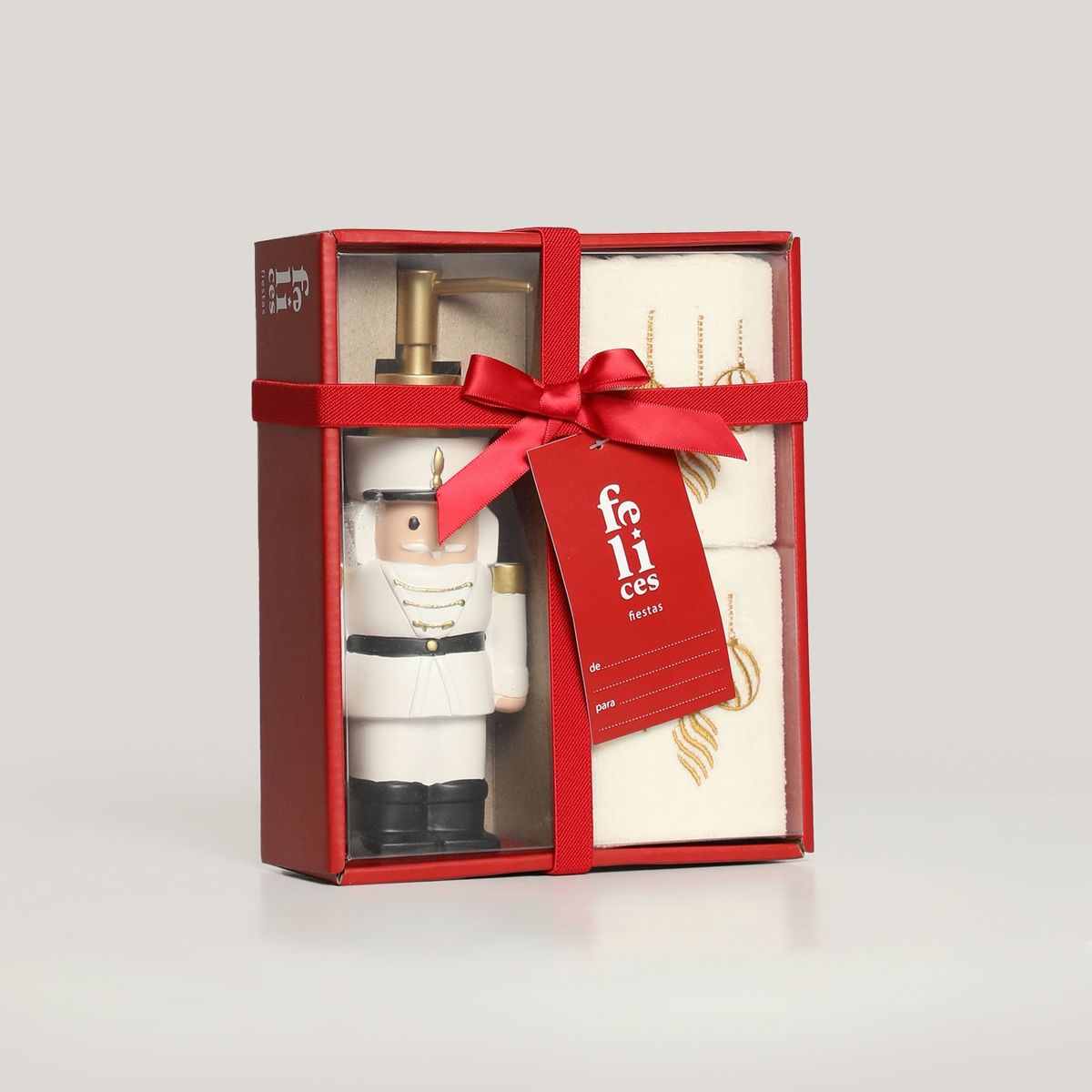 MICA - Dispensador de Jabón Navidad + Toallas x2 Mano 100% Algodón Mica