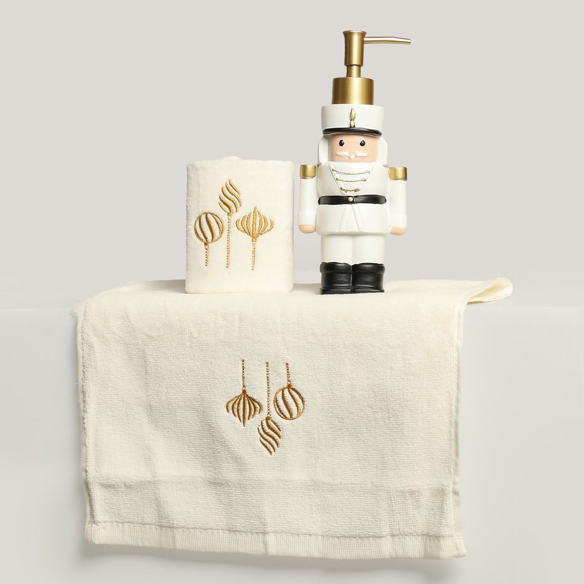 MICA - Dispensador de Jabón Navidad + Toallas x2 Mano 100% Algodón Mica