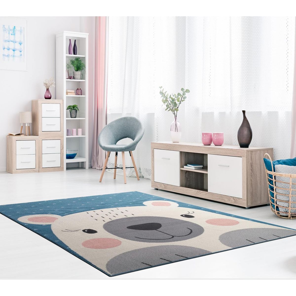MICA - Alfombra Luna Oso Infantil 160x225cm