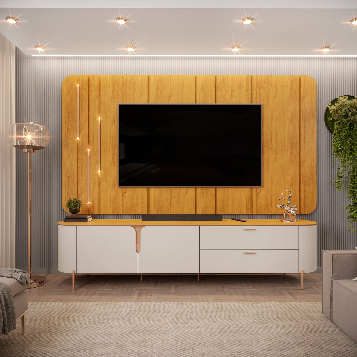 MICA - Panel Con Mesa De Tv Celine 75" 