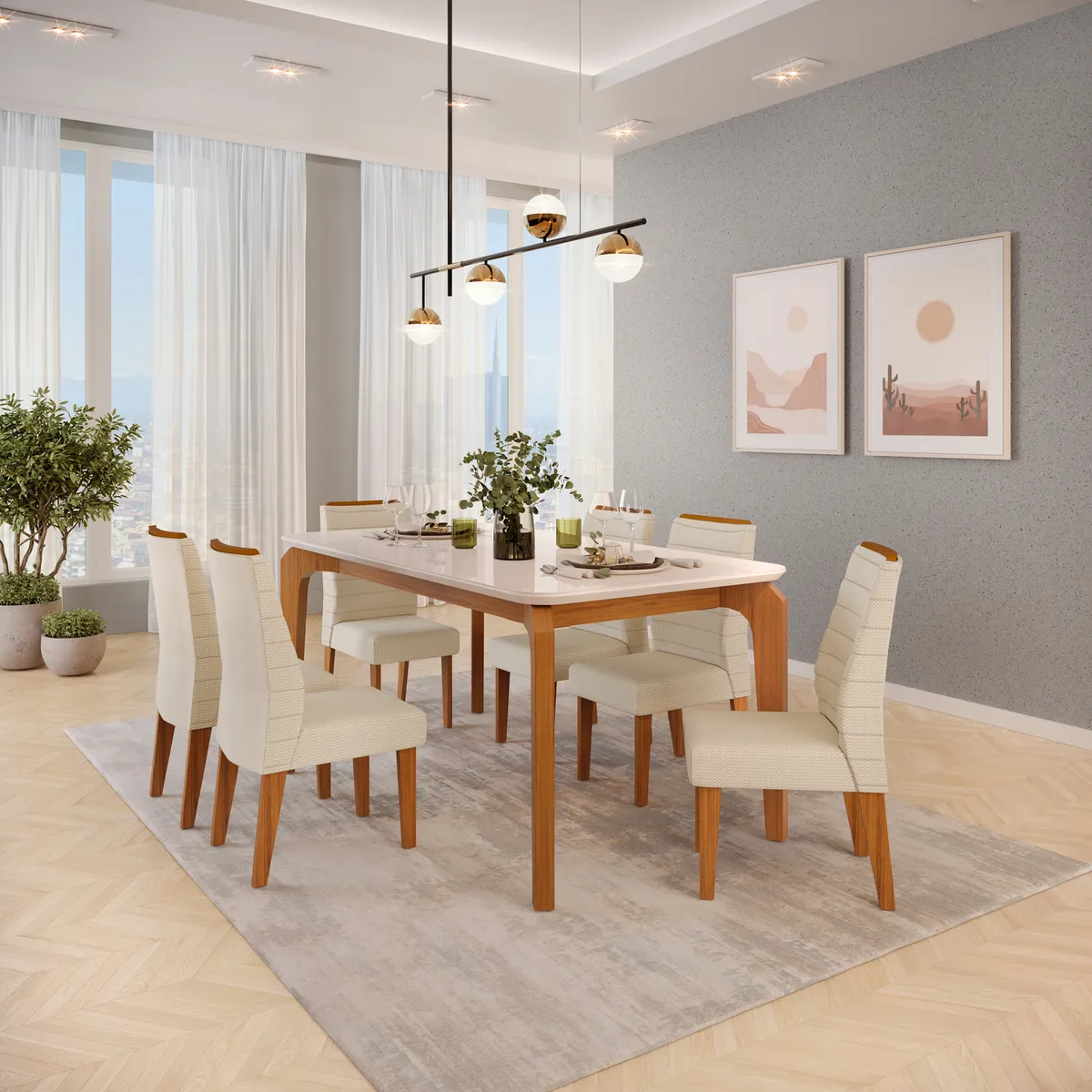 MICA - Juego De Comedor Rouge 6 Sillas 