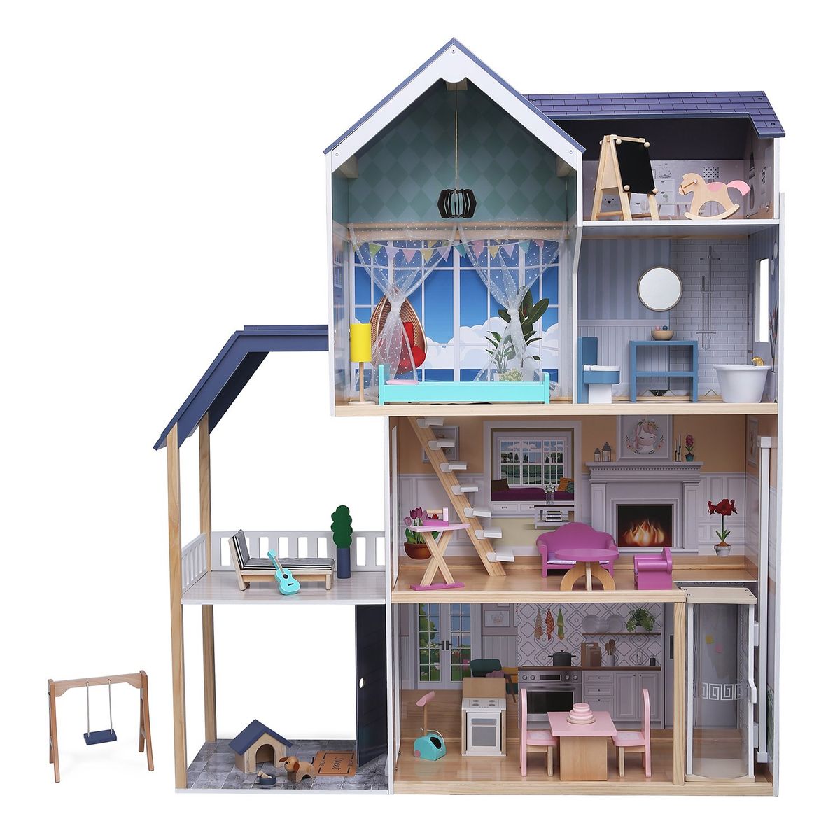 SCOOP - Juguete Mansión Casa Muñecas Madera + Accesorios Scoop