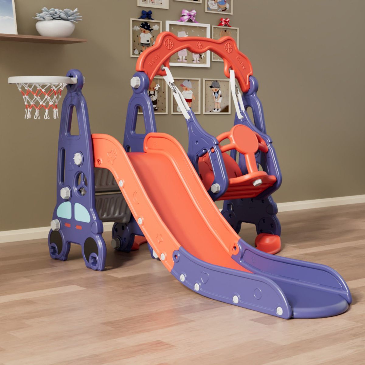 SCOOP - Centro De Juegos Scoop Con Tobogán Columpio Y Aro