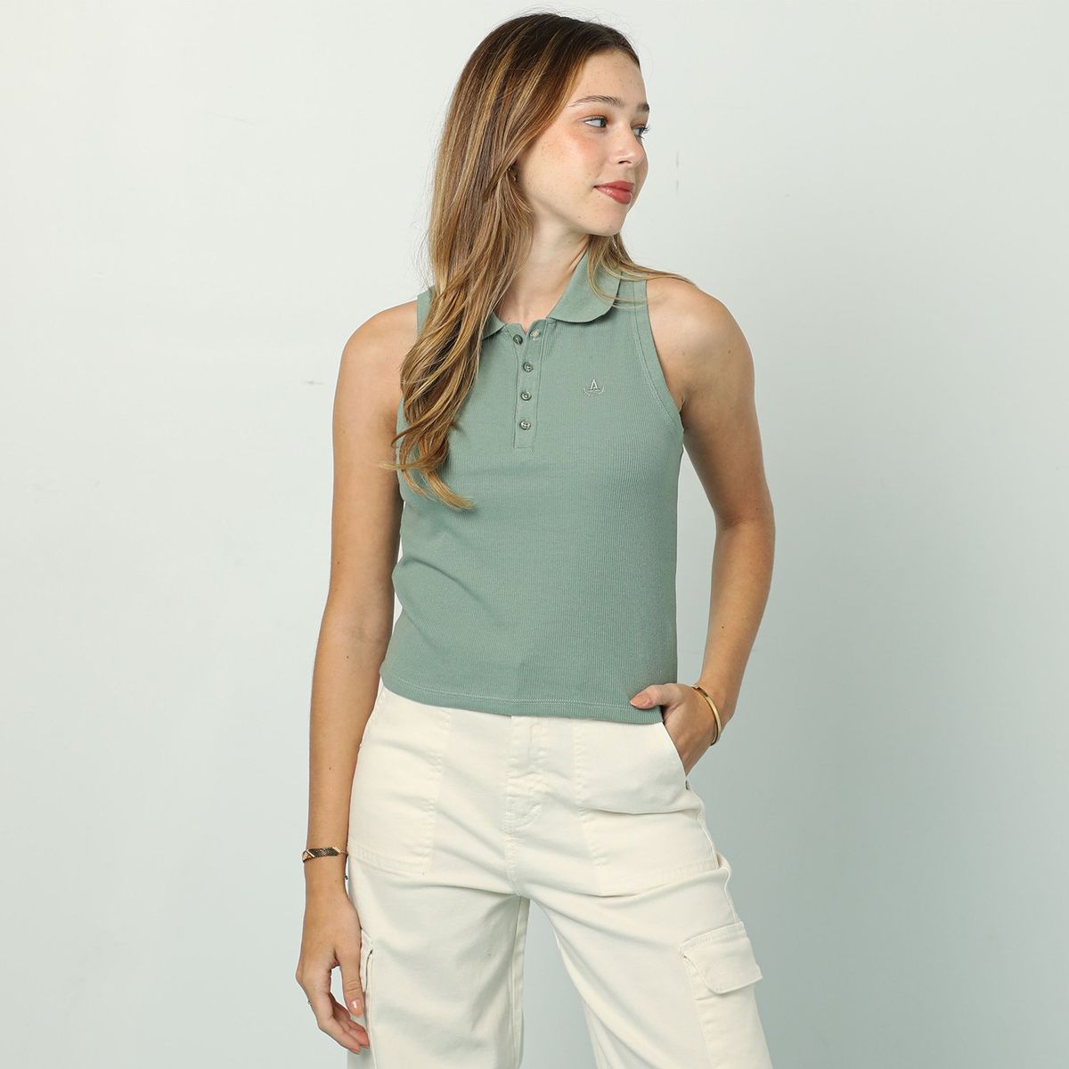 AMERICAN ABBEY - Polo Sin Mangas American Abbey Para Mujer - Corte Ceñido Y Cuello Clásico