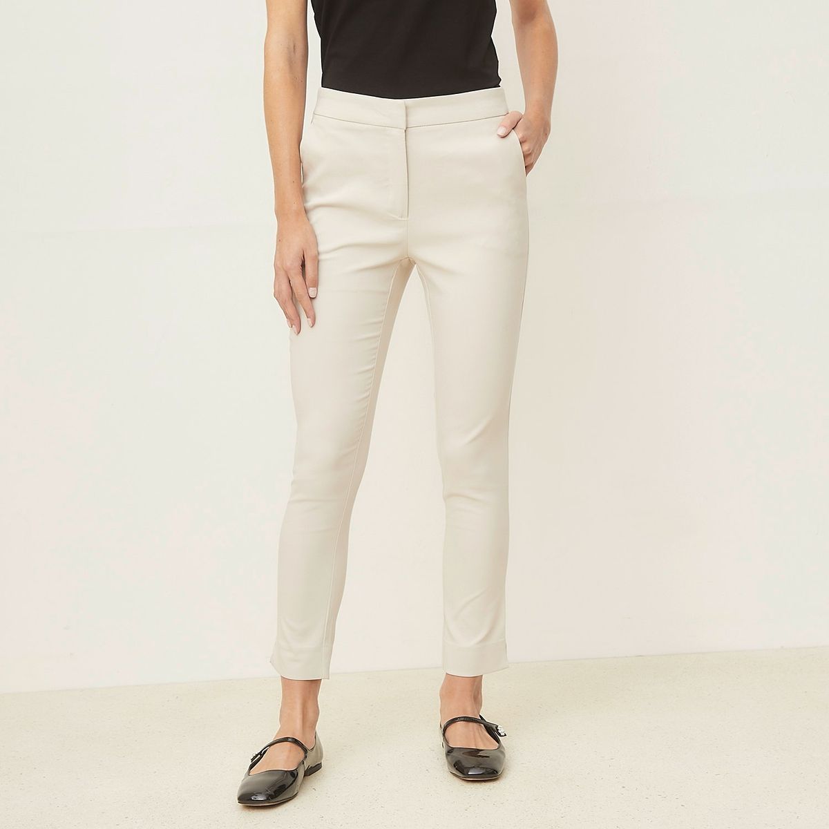 BASEMENT - Pantalon Straight Tiro Alto Mujer Basement