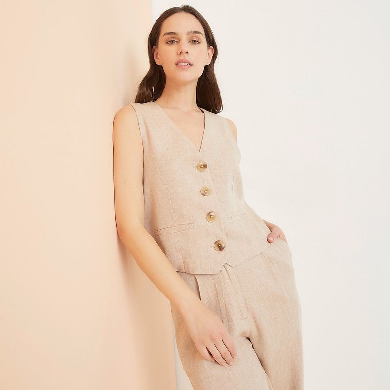 ELLE - Blusa Lino Mujer Elle