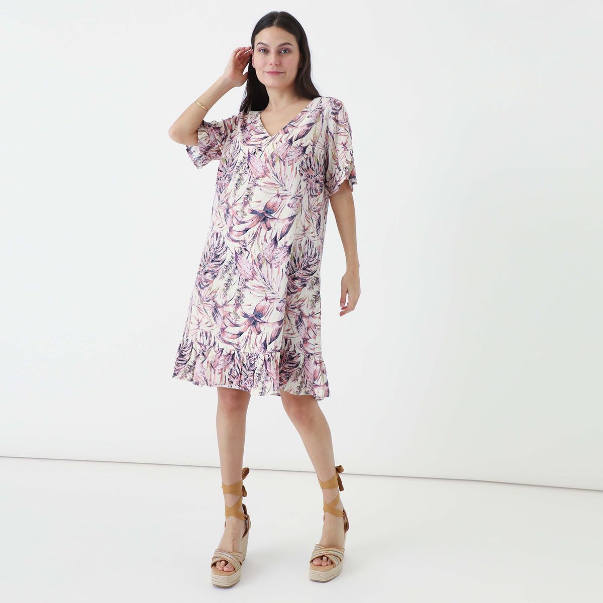 APOLOGY - Vestido Apology Cuello En V Manga Con Volantes