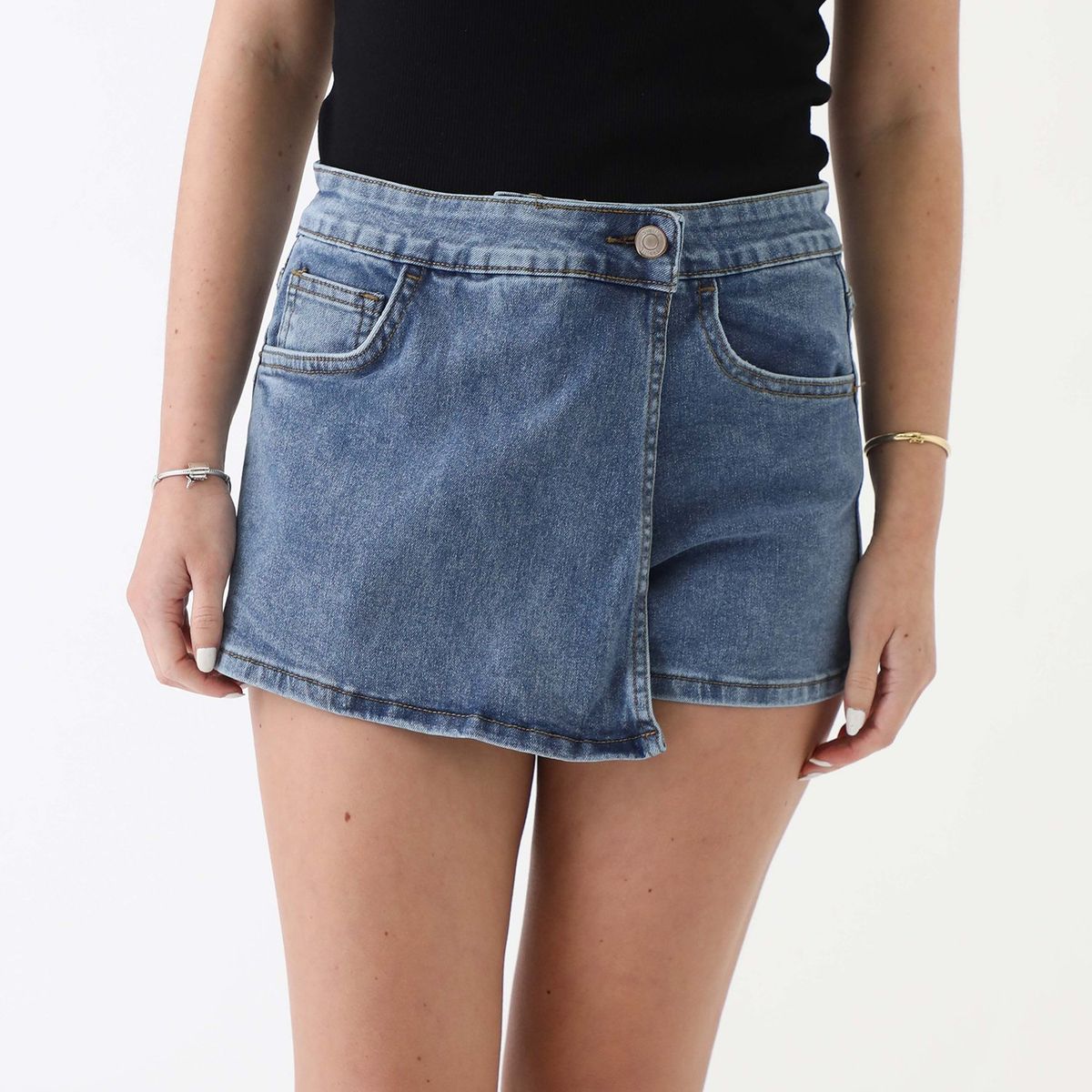 SYBILLA - Falda Jean Sybilla Midi Casual Con Diseño Cruzado