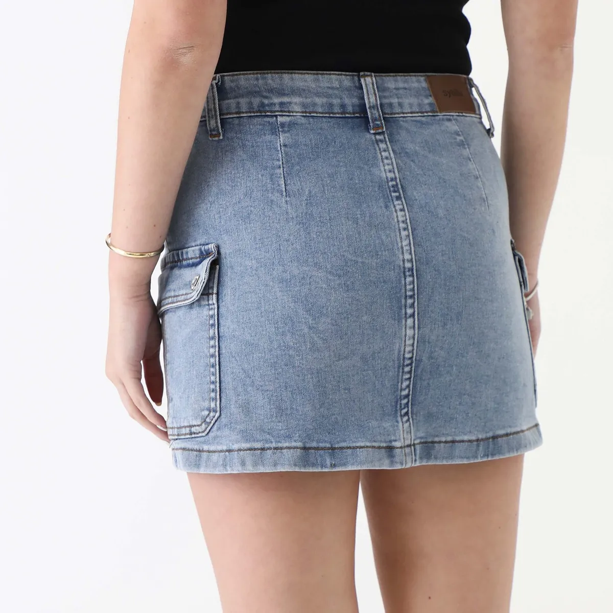 SYBILLA - Falda Jean Sybilla Casual Midi Blanca