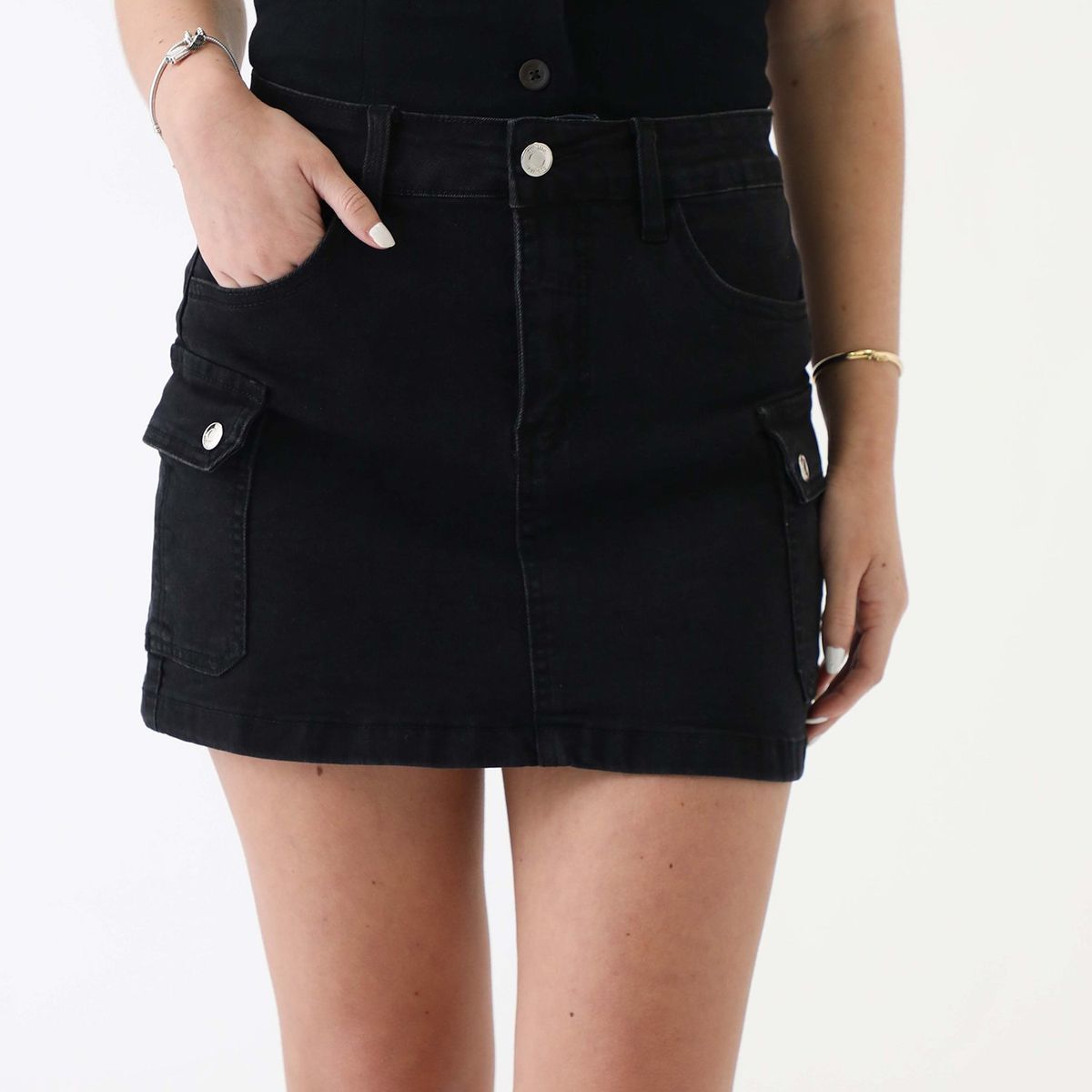 SYBILLA - Falda Jean Sybilla Casual Midi Blanca