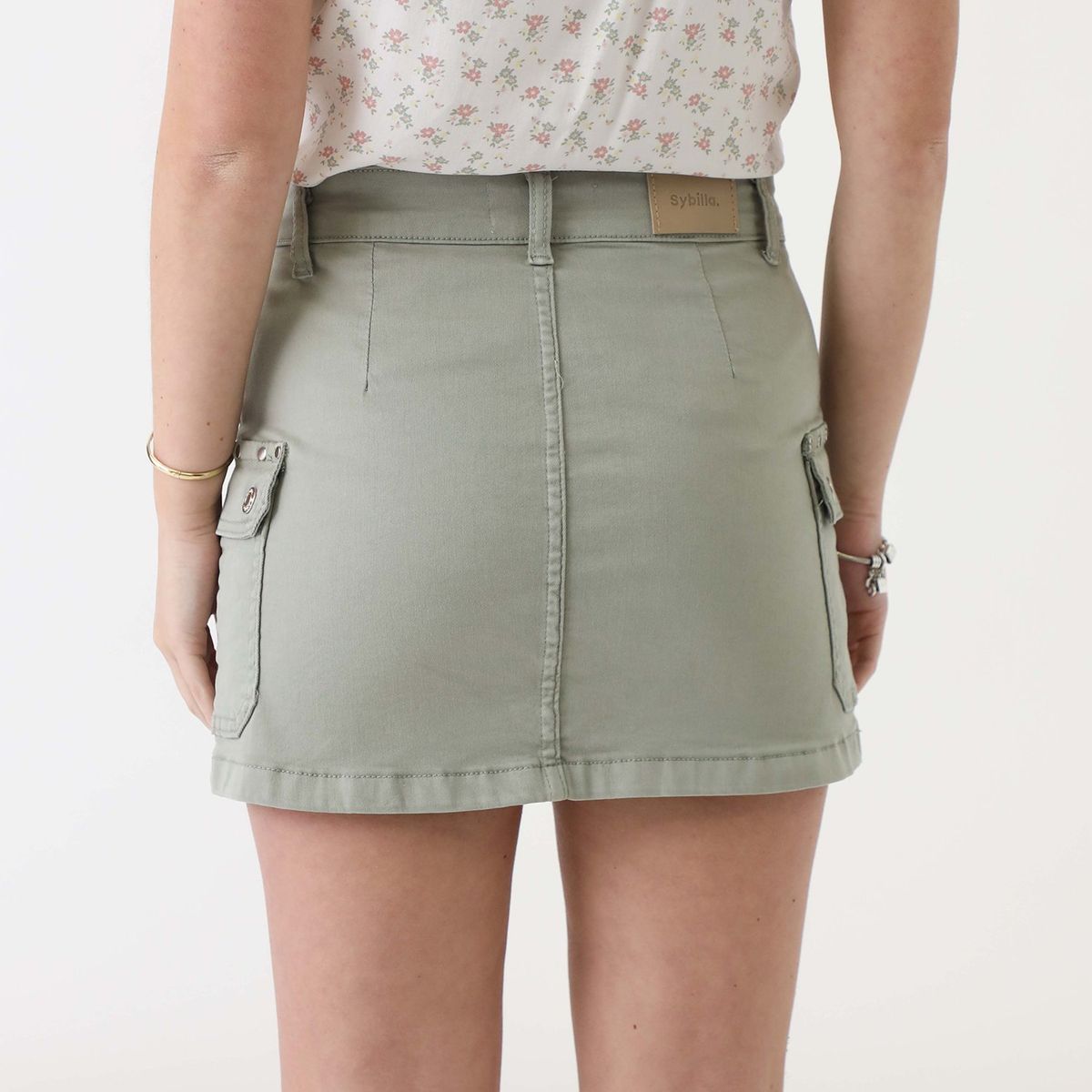 SYBILLA - Falda Jean Sybilla Casual Midi Blanca