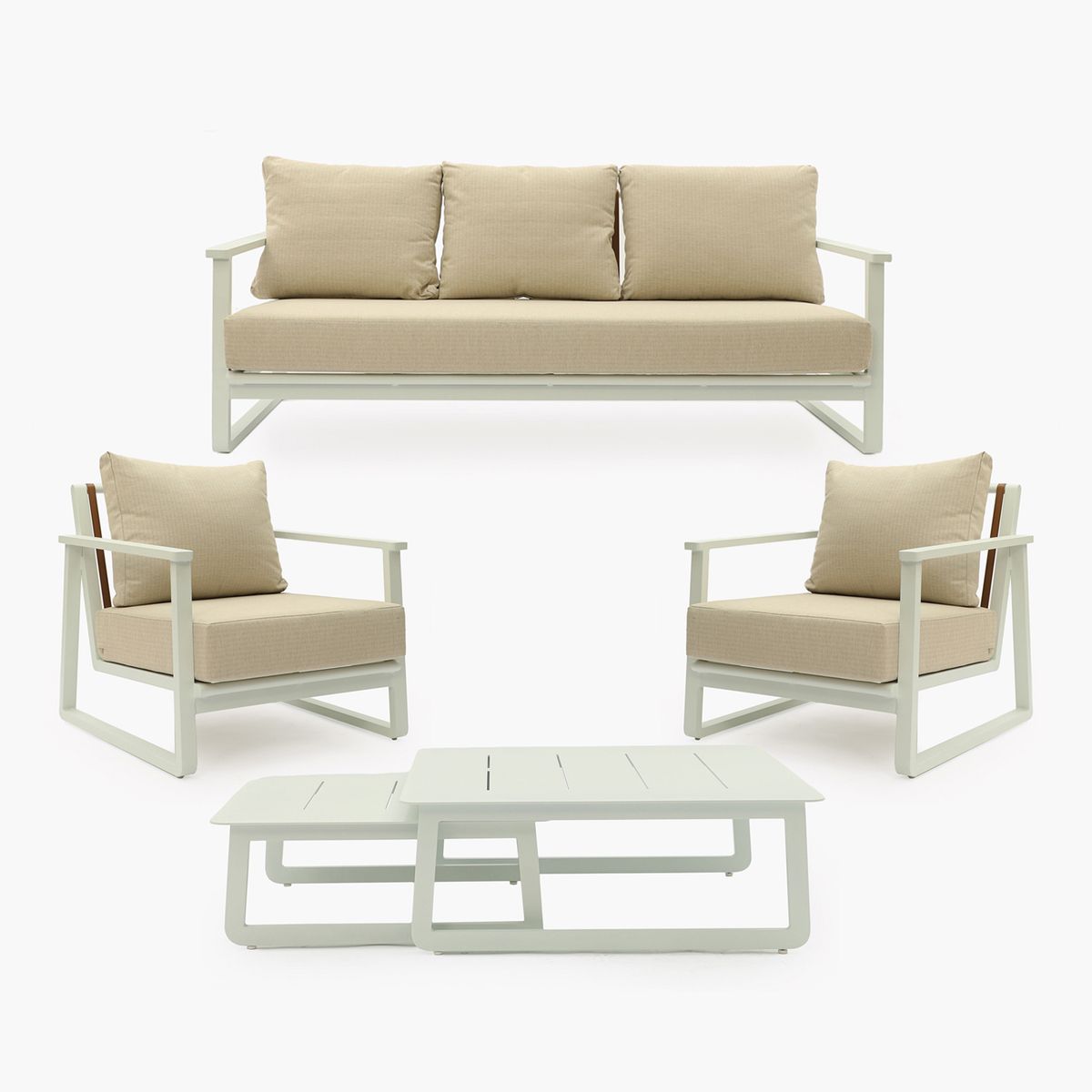 BASEMENT HOME - Juego De Sala De Terraza Sicilia 3-1-1 Cuerpos Con Mesa De Centro