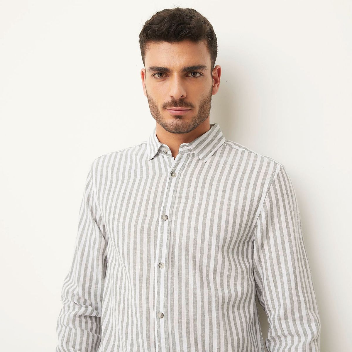 BASEMENT - Camisa Manga Larga Lino Hombre Basement