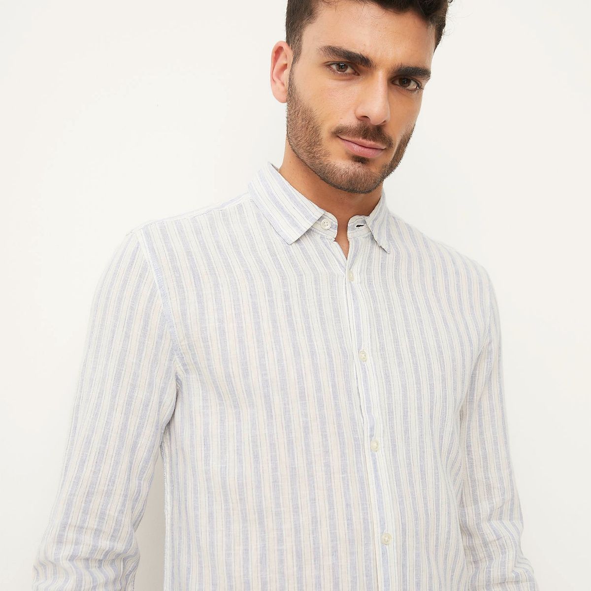 BASEMENT - Camisa Manga Larga Lino Hombre Basement