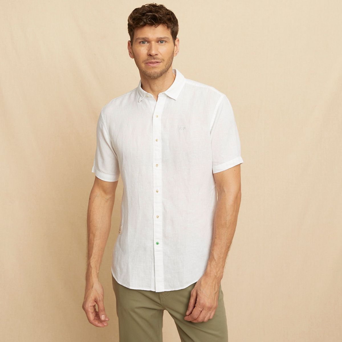 LA MARTINA - Camisa Manga Corta 100% Lino Hombre La Martina