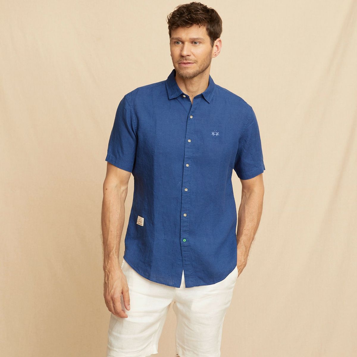LA MARTINA - Camisa Manga Corta 100% Lino Hombre La Martina