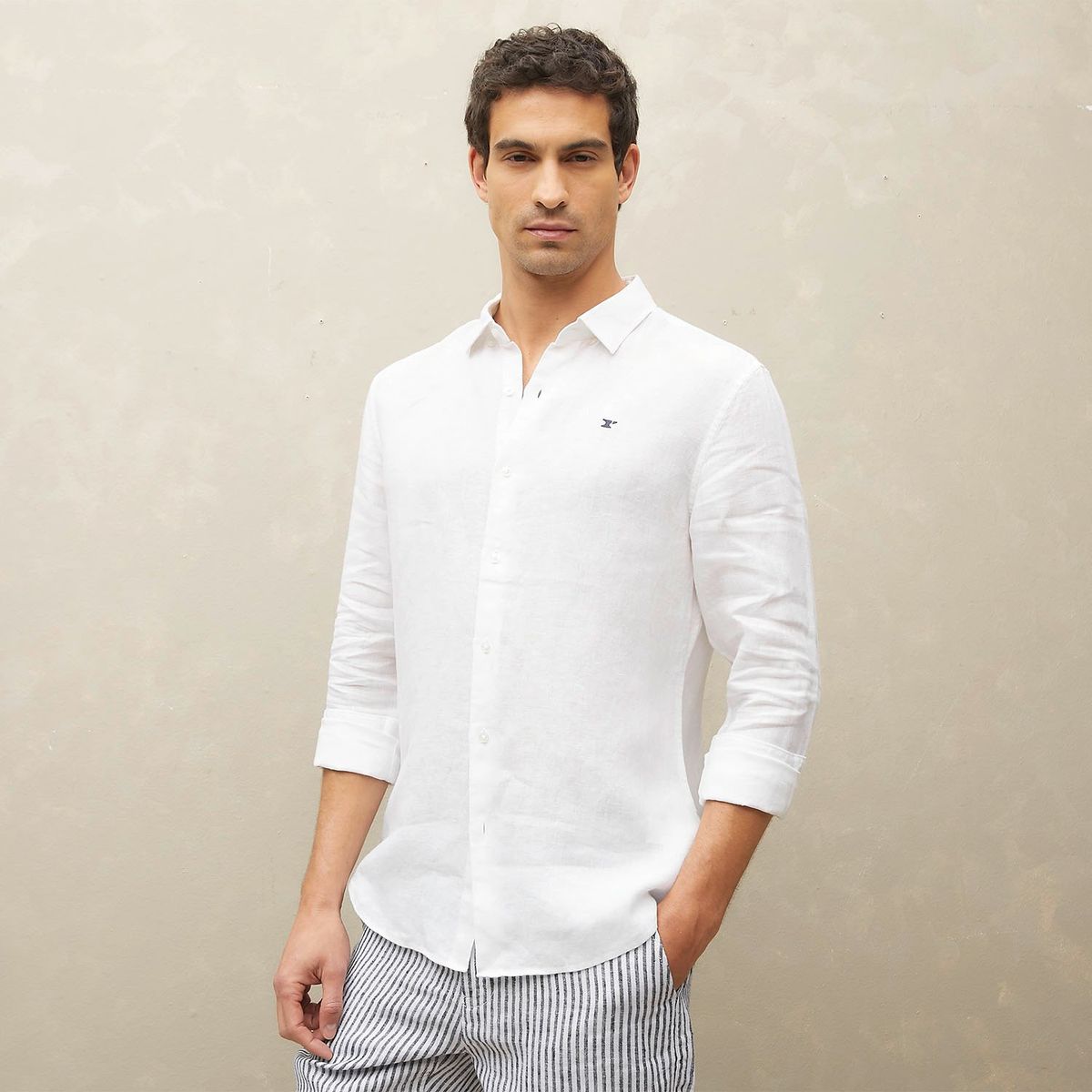 WOLF&HANK - Camisa Manga Larga 100% Lino Hombre Wolf&Hank