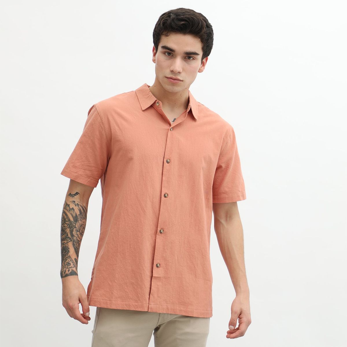 BEARCLIFF - Camisa Bearcliff Manga Corta Clásica 100% Algodón