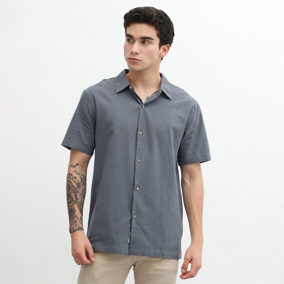BEARCLIFF - Camisa Bearcliff Manga Corta Clásica 100% Algodón