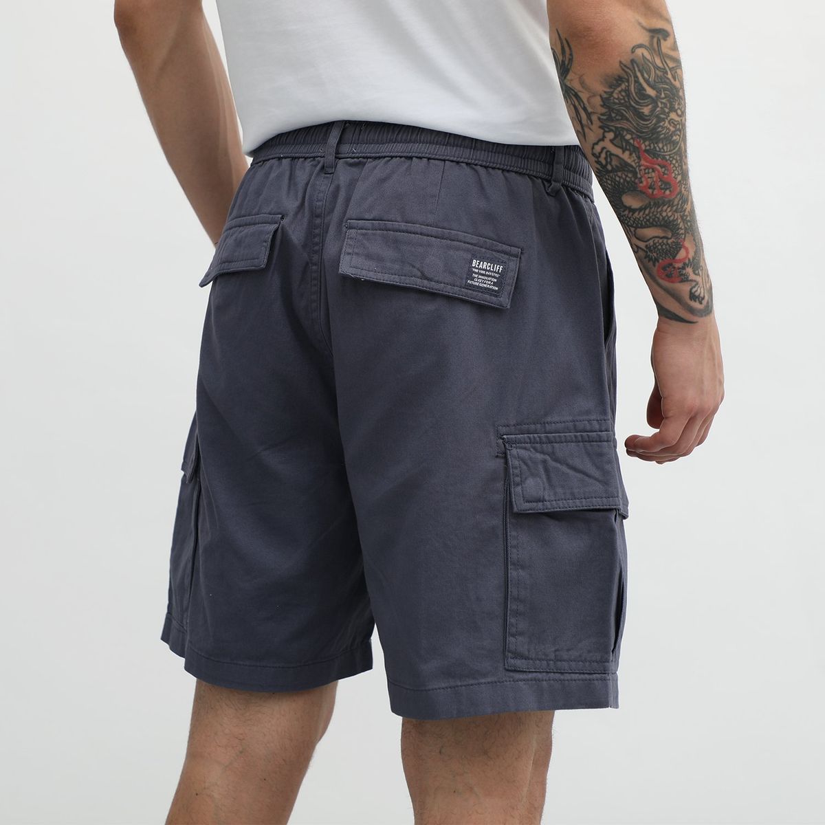 BEARCLIFF - Short Bearcliff 100% Algodón - Bolsillos Cargo - Diseño Liso