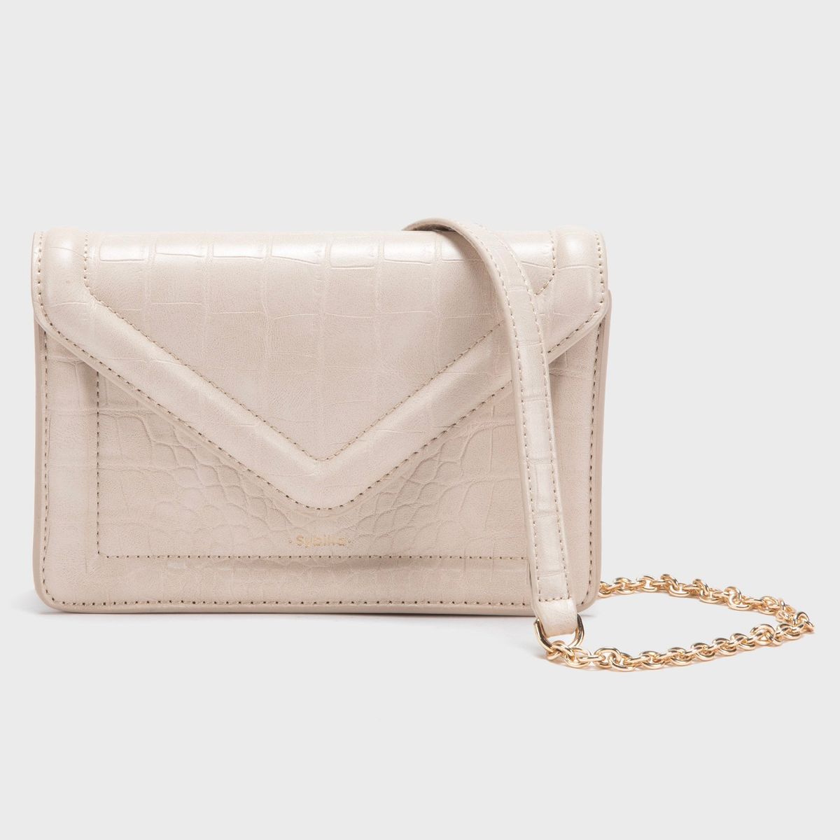 SYBILLA - CrossBody Sybilla Beige Con Textura Tipo Piel De Cocodrilo