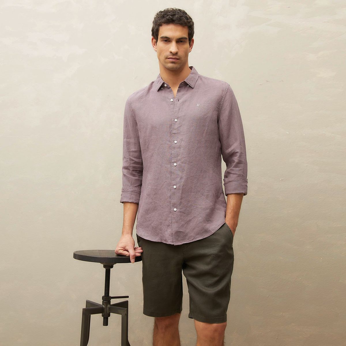 WOLF&HANK - Camisa Manga Larga 100% Lino Hombre Wolf&Hank