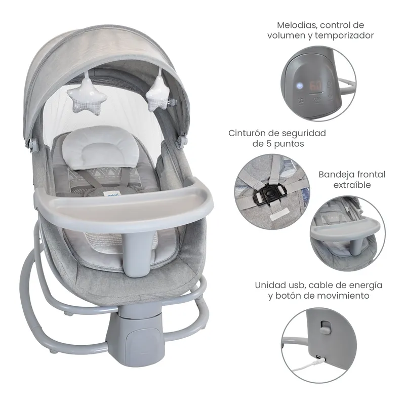 PRIORI - Silla Nido Bebé Mecedora Eléctrica Priori